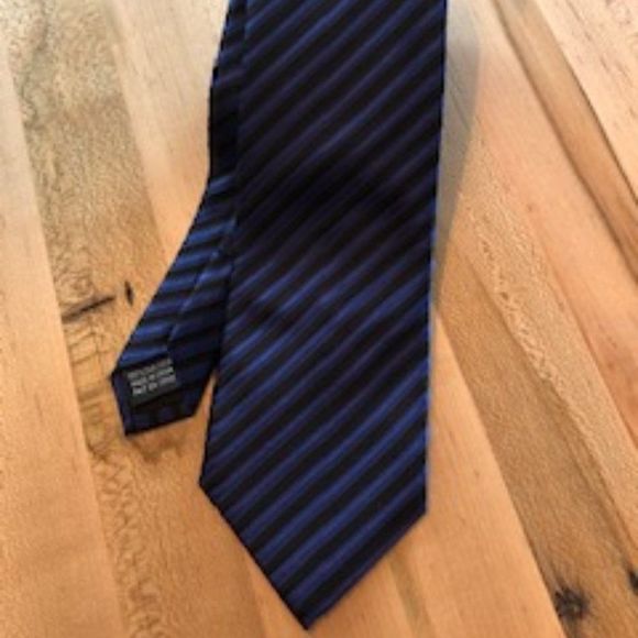 Distinction 100%‎ Silk Striped Tie - Black/Navy - Picture 2 of 4